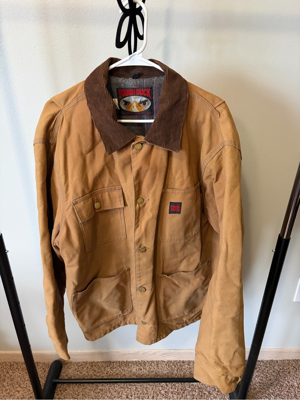 Men's Tan Canvas Barn Coat with Brown Corduroy Collar